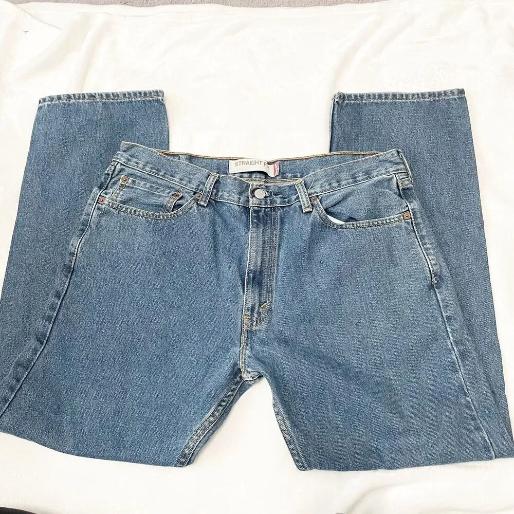 levis 505 straight fit jeans mens blue denim size 36x30 Cotton